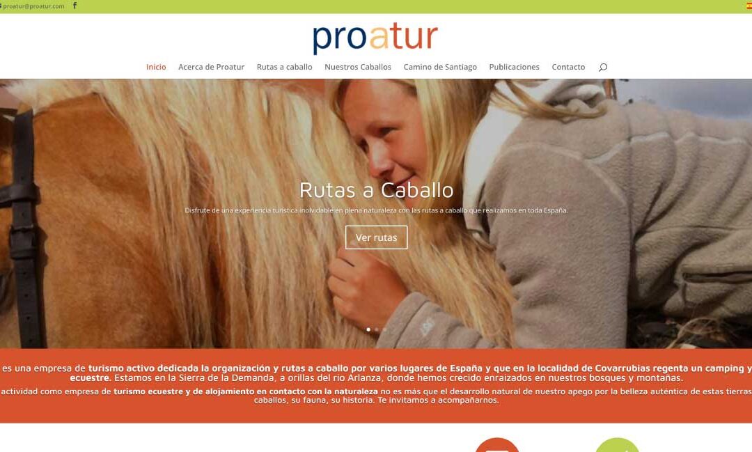Página web bilingüe para Proatur – turismo activo y rutas a caballo